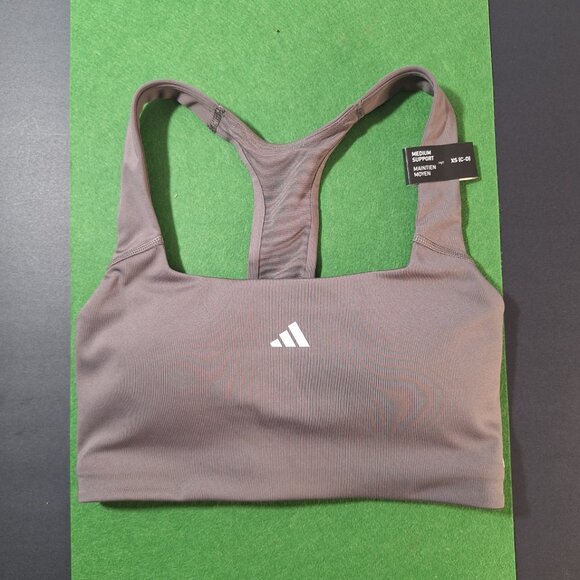adidas Women’s Powerimpact Training Medium Support Sports Bra Charcoal Sz XS C/D - Picture 5 of 16